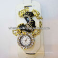 Vogue Oversized Leather Rhinestone Bangle Watches With Horse Design WW69